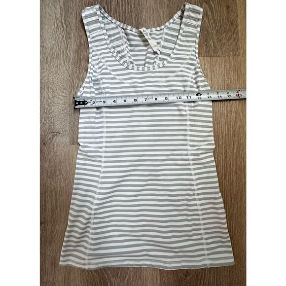 Lululemon|Run Stay on Course Tank|Grey/White Stripe|SZ‎ 6 - Picture 3 of 8